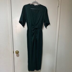 Lush Elegant Green Women's Maxi Dress Small Faux Wrap